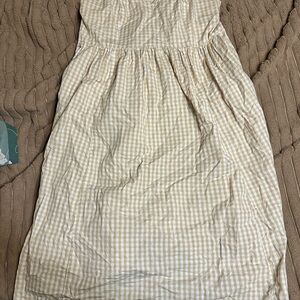 Womens Beige Checkered Dress